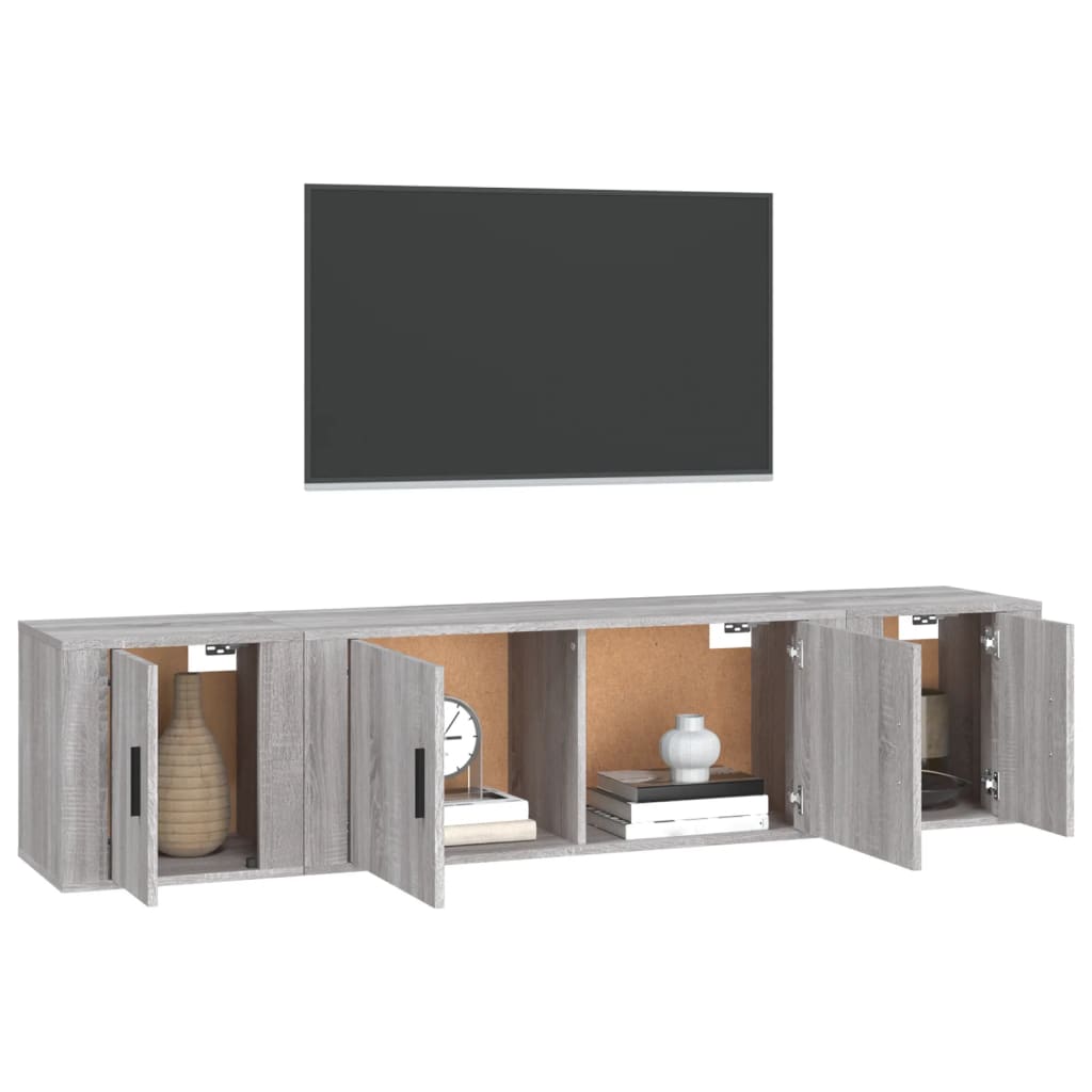 Ensemble de meubles pour la télévision 3 PCS en bois gris sonoma