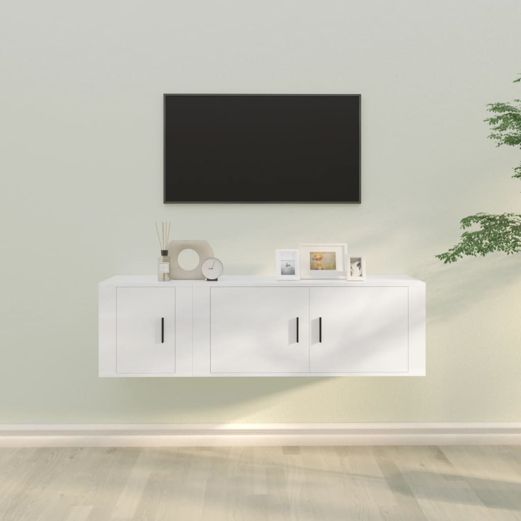 Vetonek Set de muebles de TV 2 piezas madera contrachapada blanco