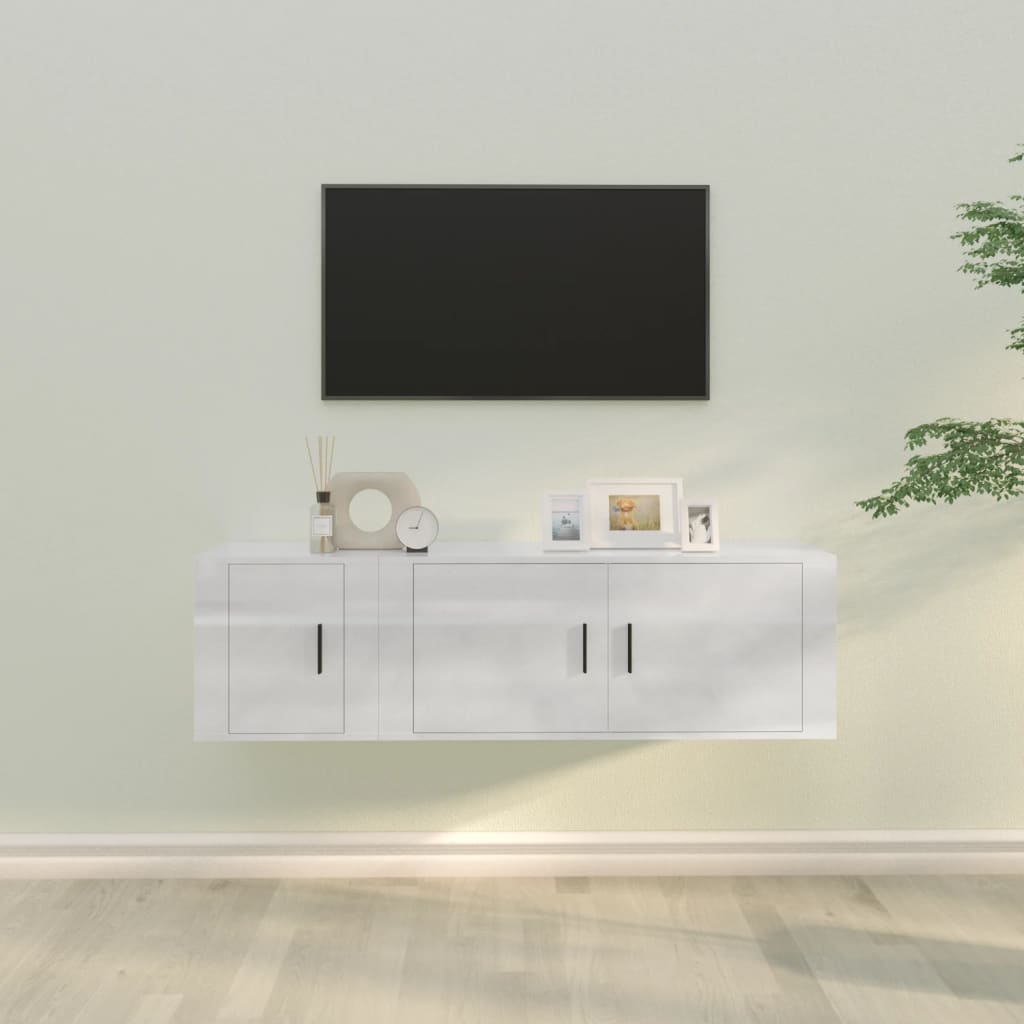 Vetonek Set de muebles de TV 2 pzas madera contrachapada blanco brillo