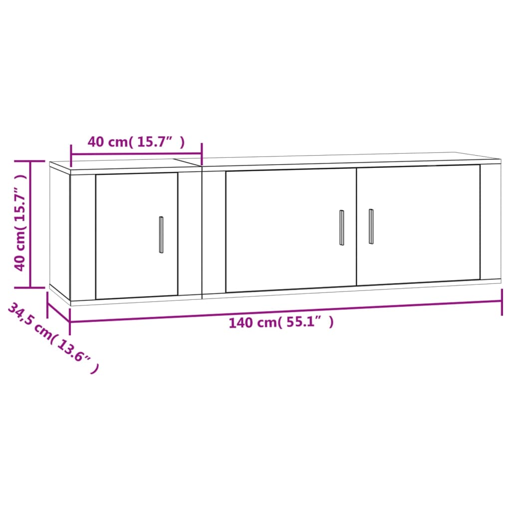 Set de muebles de TV 2 pzas madera gris hormigón vidaXL