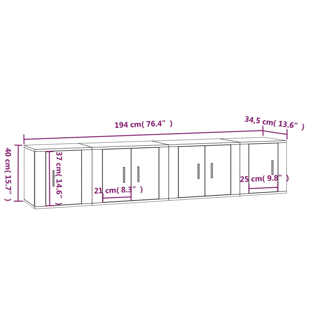 Set de muebles para TV 4 piezas madera blanco vidaXL