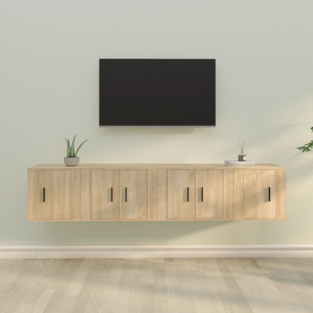 Vetonek Set de muebles para TV 4 pzas madera contrachapada roble Sonoma