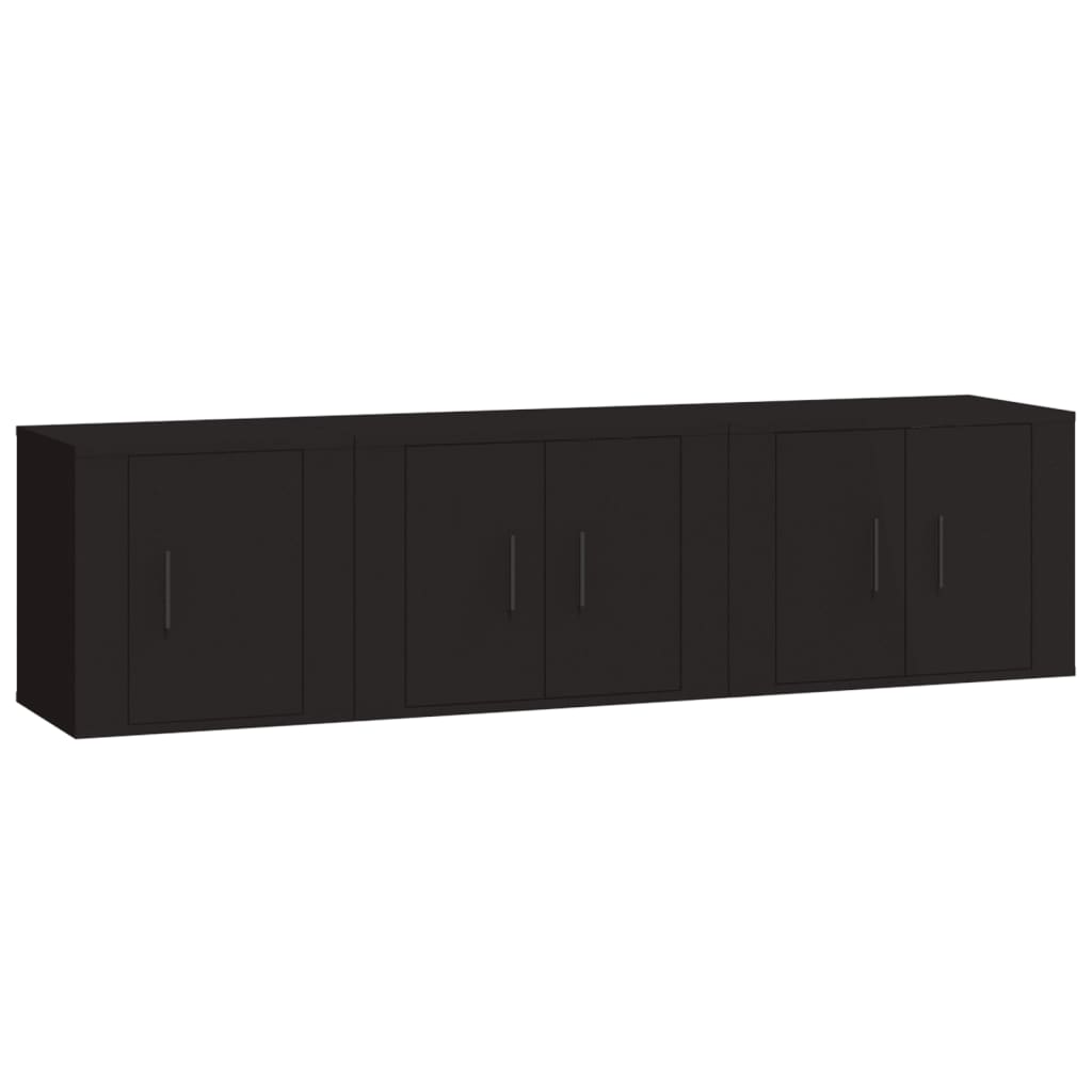 Set de muebles para TV 3 piezas madera negro vidaXL