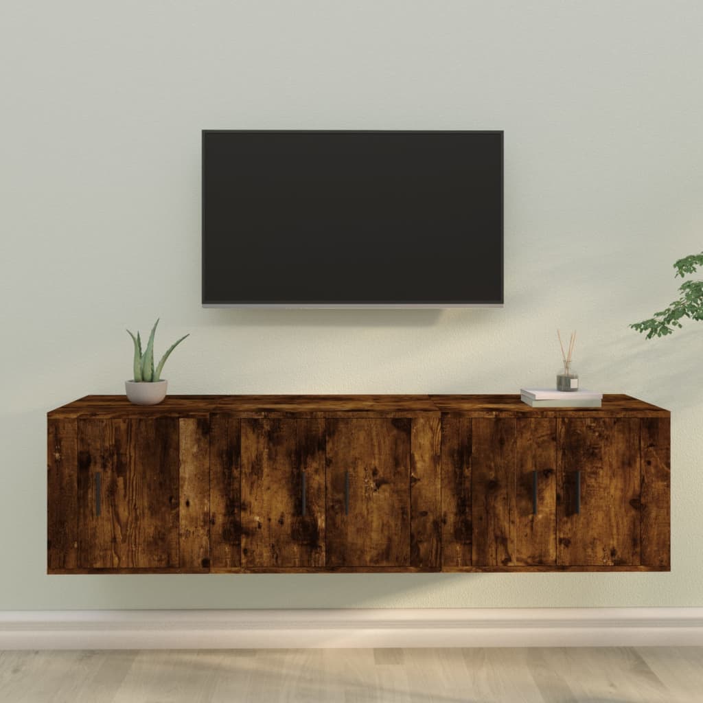 Vetonek Set de muebles de TV 3 pzas madera contrachapada roble ahumado