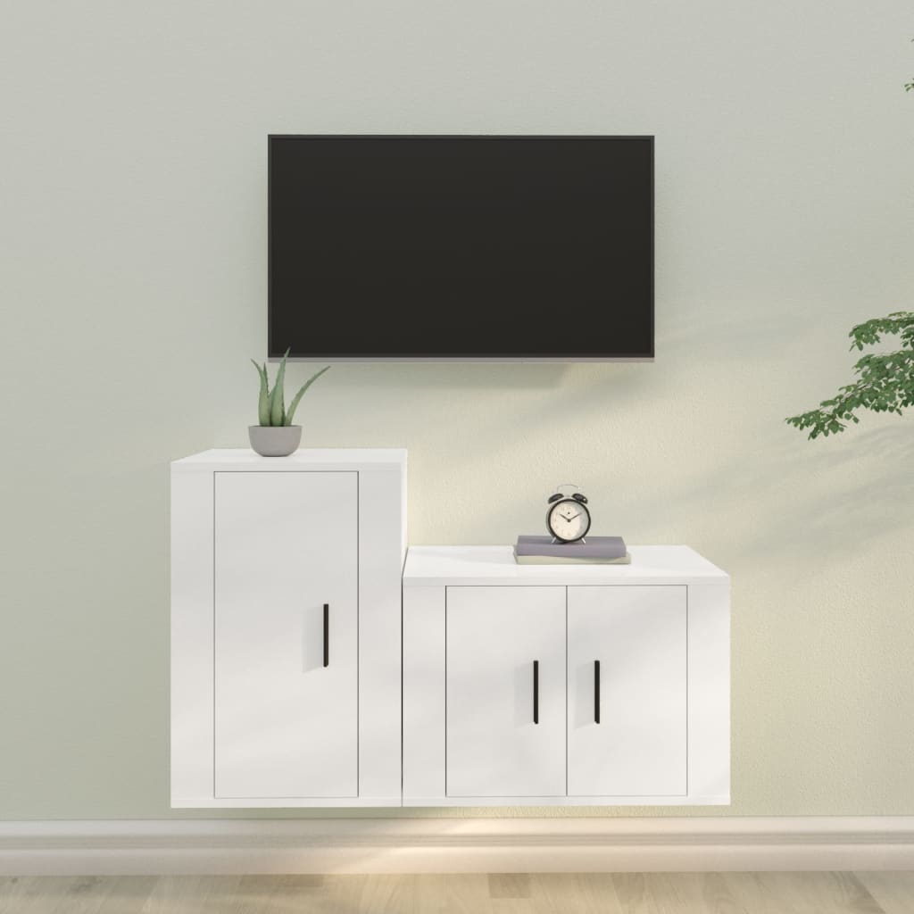 Vetonek Set de muebles de TV 2 piezas madera contrachapada blanco