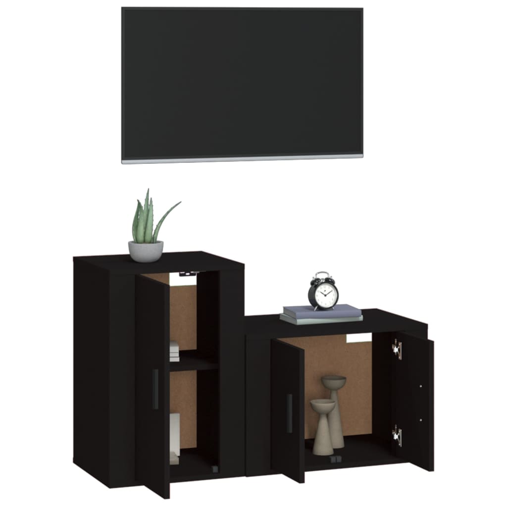 Set de muebles para TV 2 piezas madera negro vidaXL