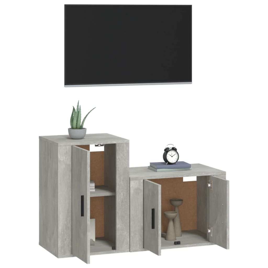 TV furniture set 2 pcs gray wood concrete