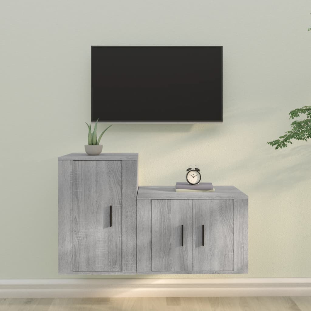 Vetonek Set de muebles para TV 2 pzas madera contrachapada gris Sonoma