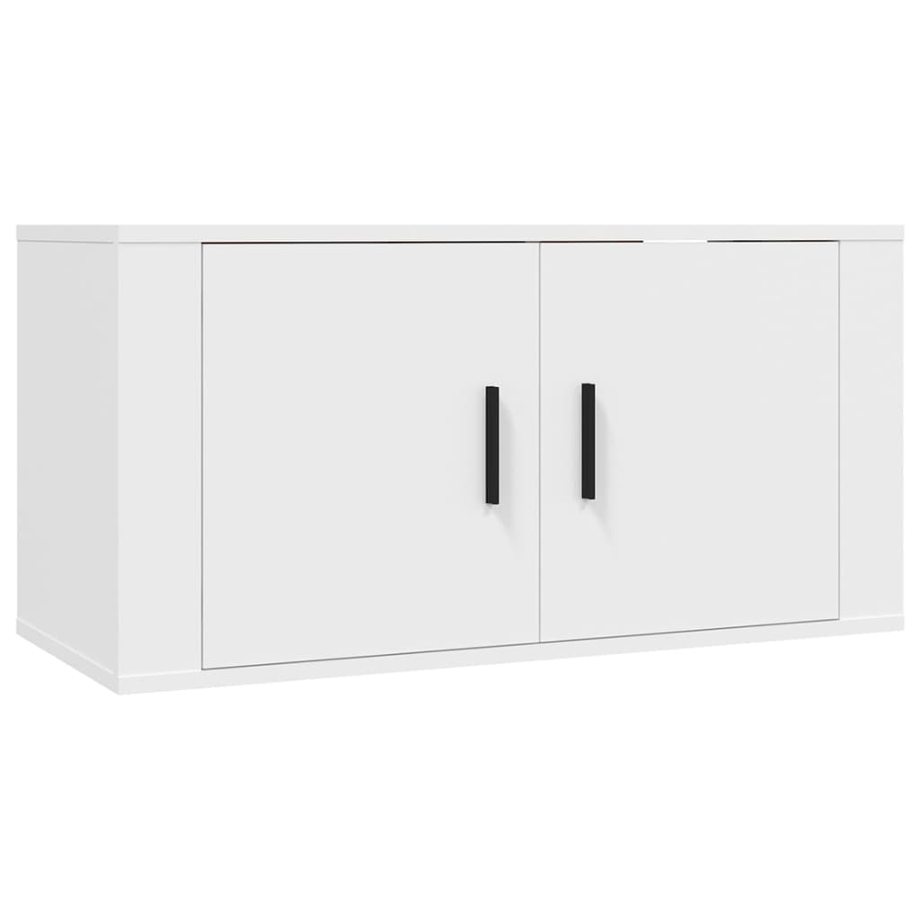 Set de muebles de TV 2 piezas madera contrachapada blanco V62