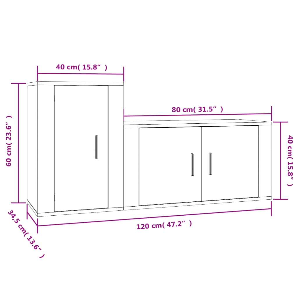 Set de muebles de TV 2 pzas madera gris hormigón vidaXL