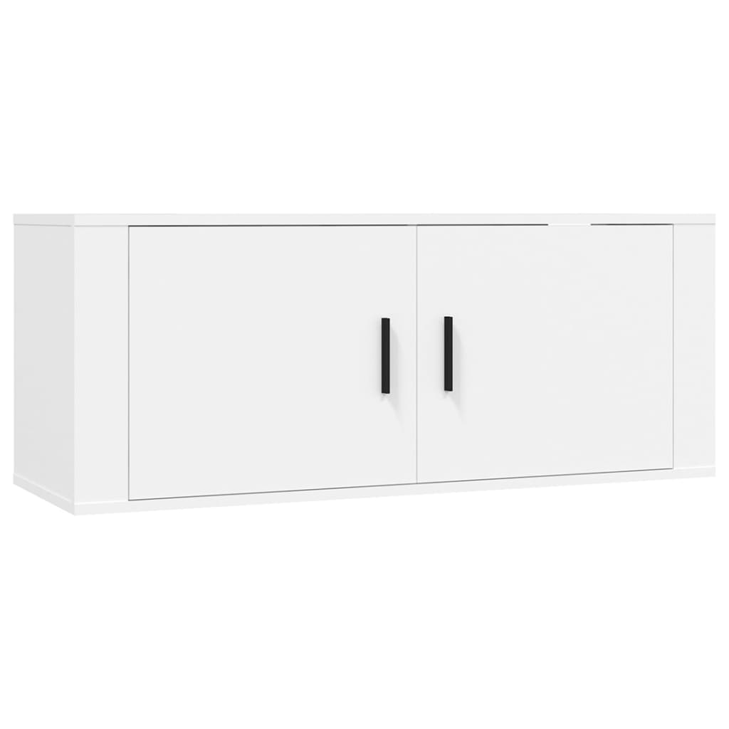 Set de muebles de TV 2 piezas madera contrachapada blanco V78