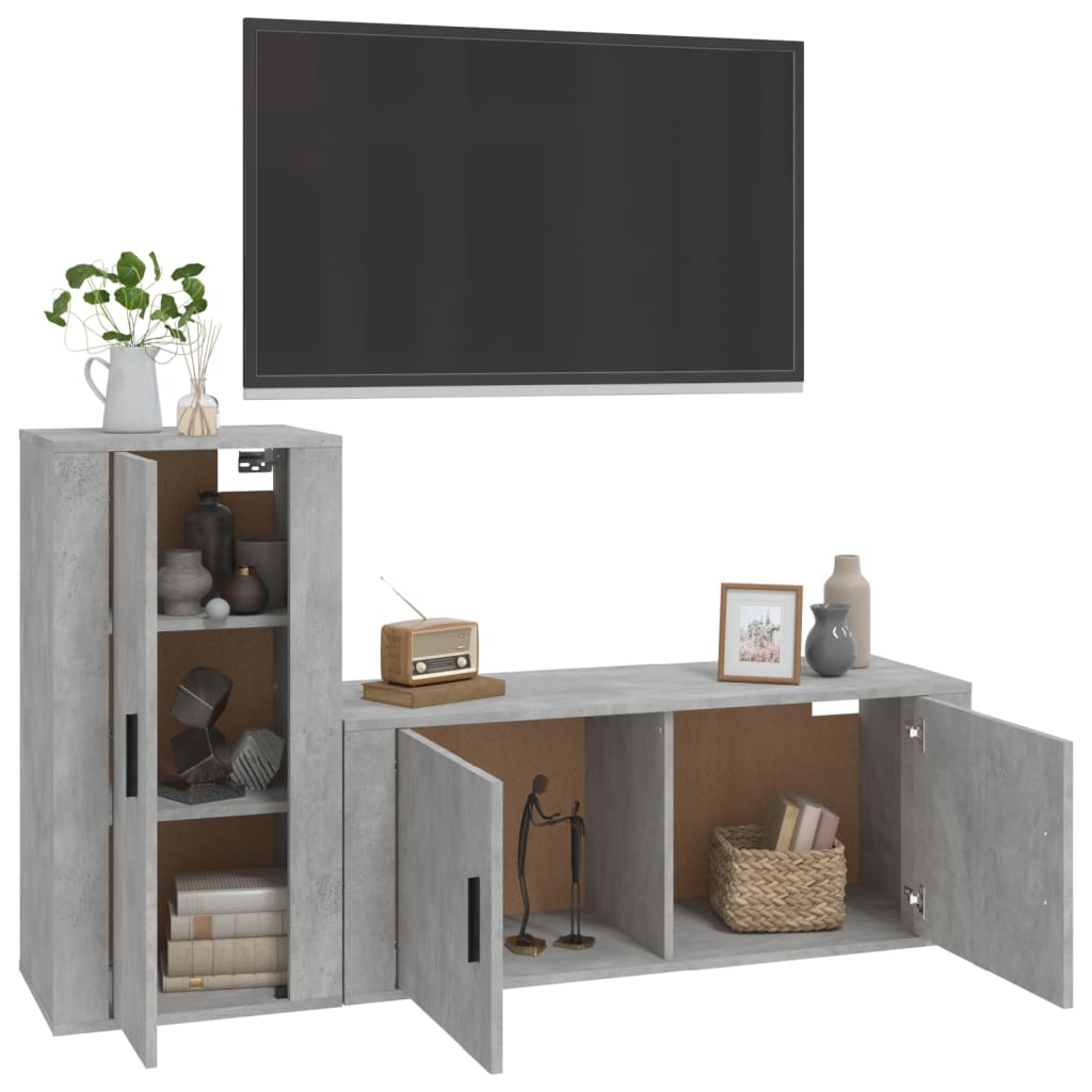 TV furniture set 2 pcs gray wood concrete