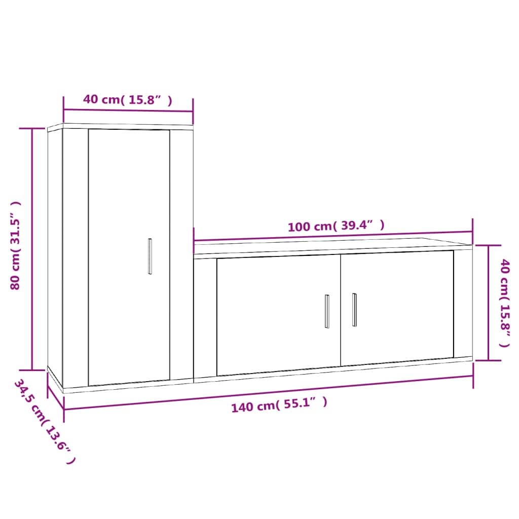 Set de muebles de TV 2 pzas madera roble ahumado vidaXL