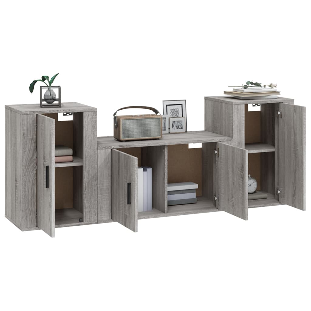 Ensemble de meubles pour la télévision 3 PCS en bois gris sonoma