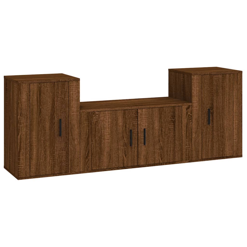 Set de muebles para TV 3 pzas madera roble marrón vidaXL