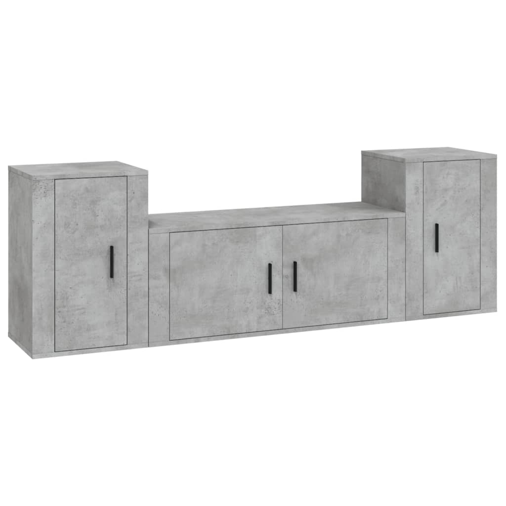 Set de muebles de TV 3 pzas madera gris hormigón vidaXL