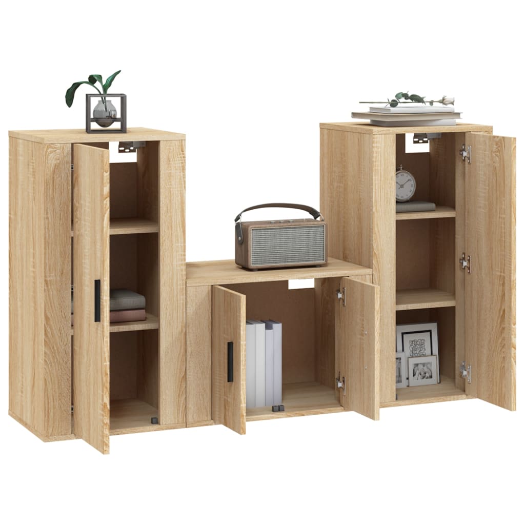 Set de muebles para TV 3 pzas madera roble Nexus vidaXL