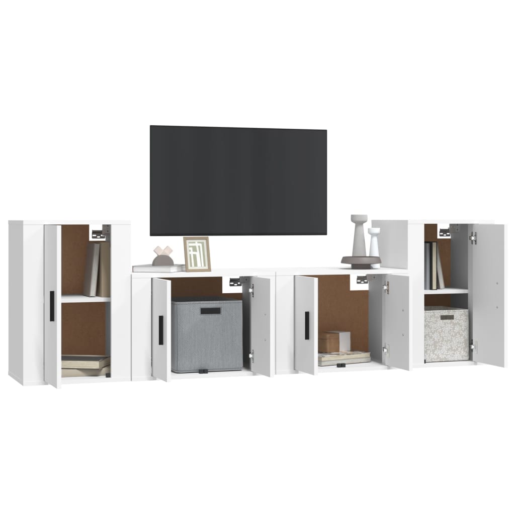 Set de muebles para TV 4 piezas madera blanco vidaXL