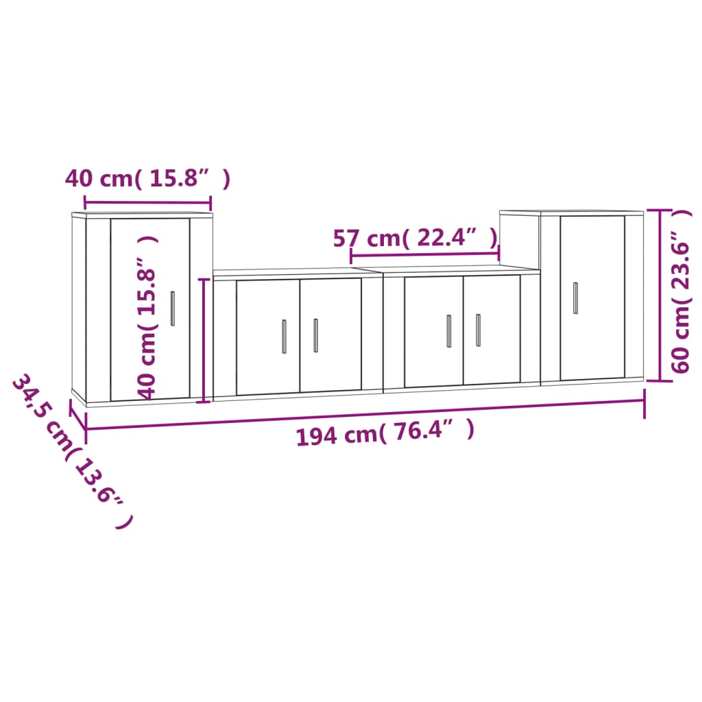 Set de muebles para TV 4 piezas madera blanco vidaXL