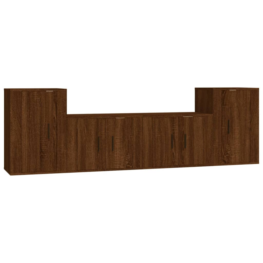 Set de muebles para TV 4 pzas madera marrón roble vidaXL