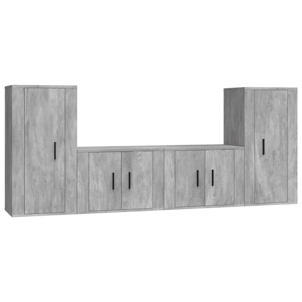 Set de muebles de TV 4 pzas madera gris hormigón vidaXL