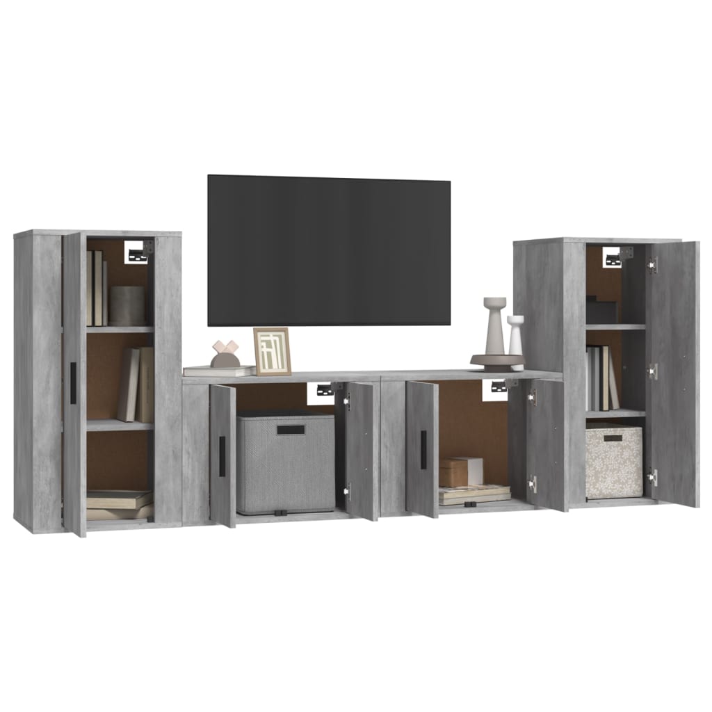 Set de muebles de TV 4 pzas madera gris hormigón vidaXL