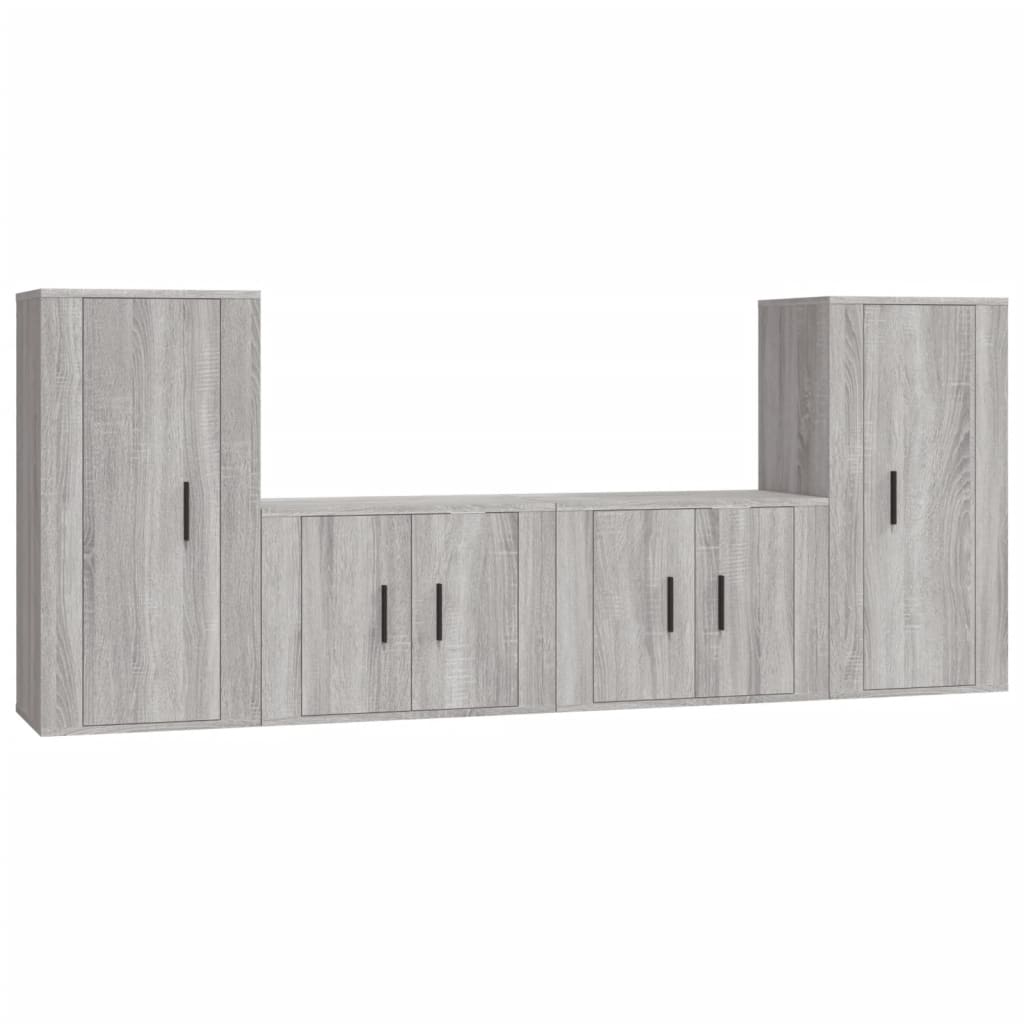 Set de muebles para TV 4 pzas madera gris Sonoma vidaXL