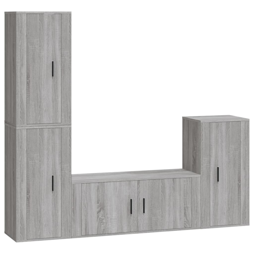 Set de muebles para TV 4 pzas madera gris Sonoma vidaXL