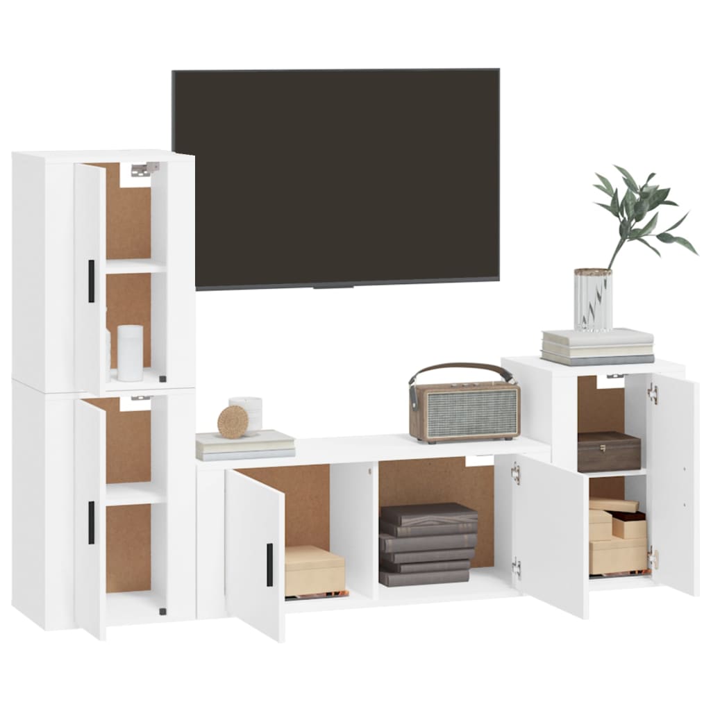 TV furniture set 4 pieces White wood