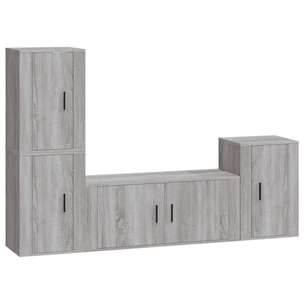 Set de muebles para TV 4 pzas madera gris Sonoma vidaXL