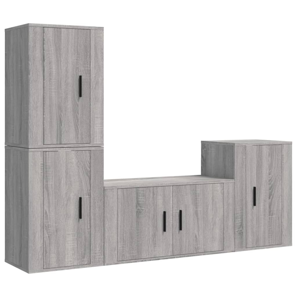 Set de muebles para TV 4 pzas madera gris Sonoma vidaXL