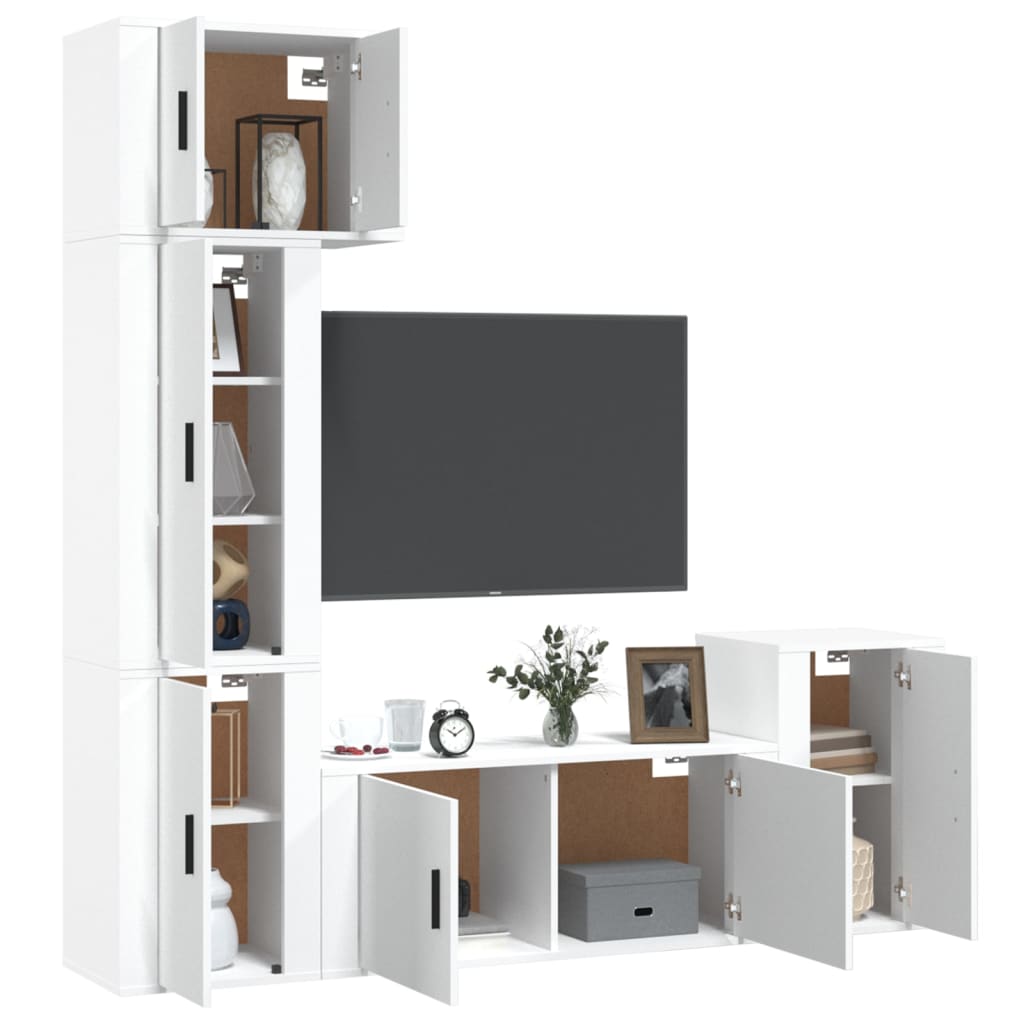 Set de muebles para TV 5 piezas madera blanco