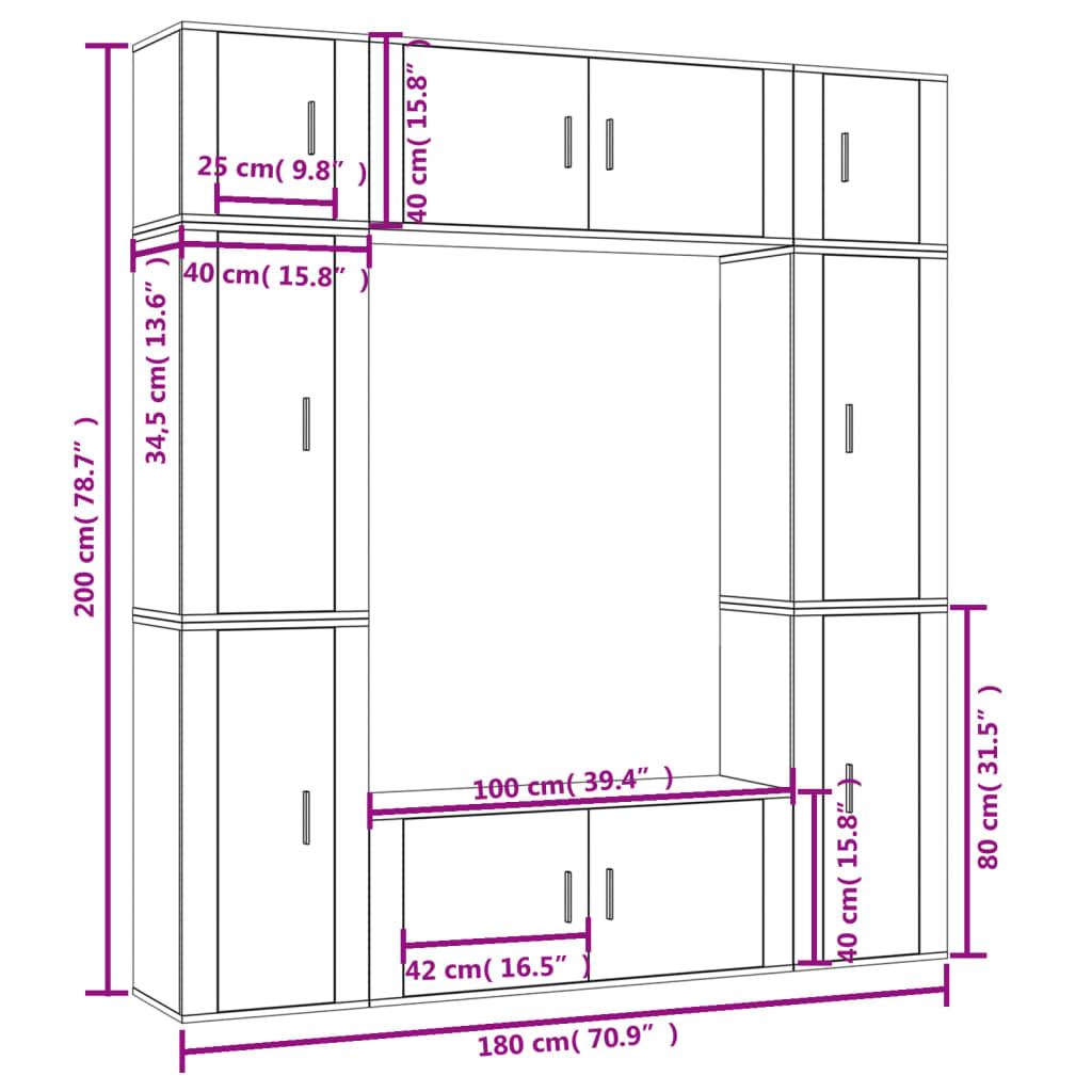 Set de muebles para TV 8 piezas madera blanco vidaXL