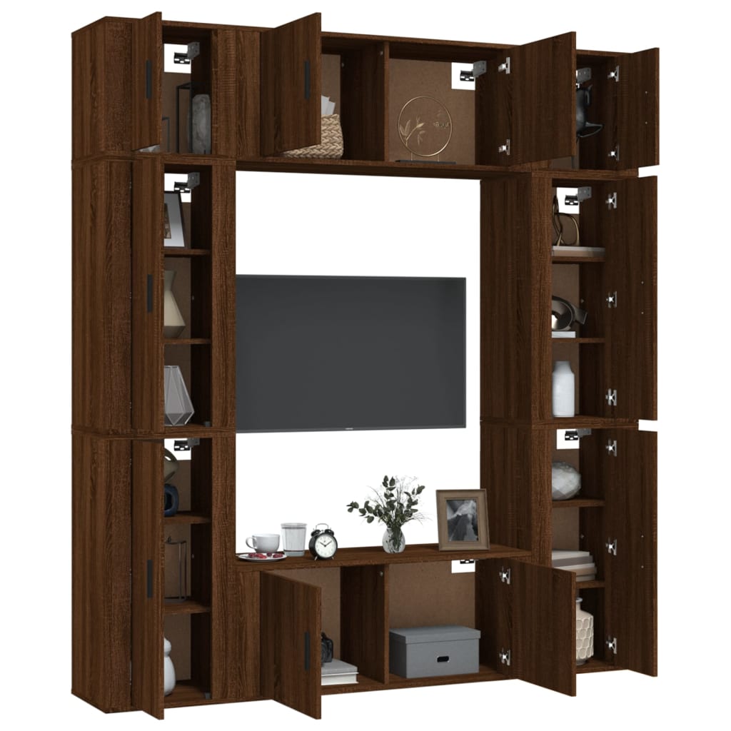 Furniture set for TV 8 pcs wood brown oak