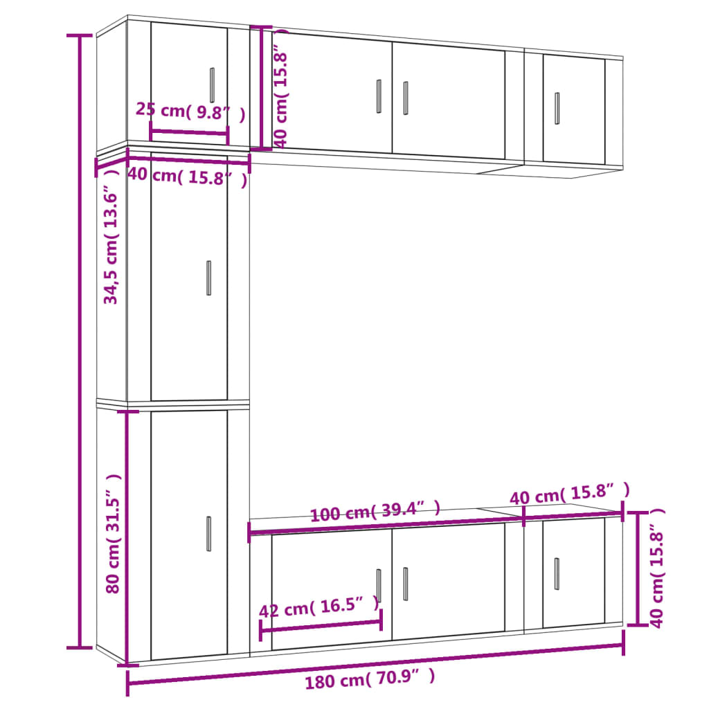 Set de muebles para TV 7 piezas madera blanco vidaXL