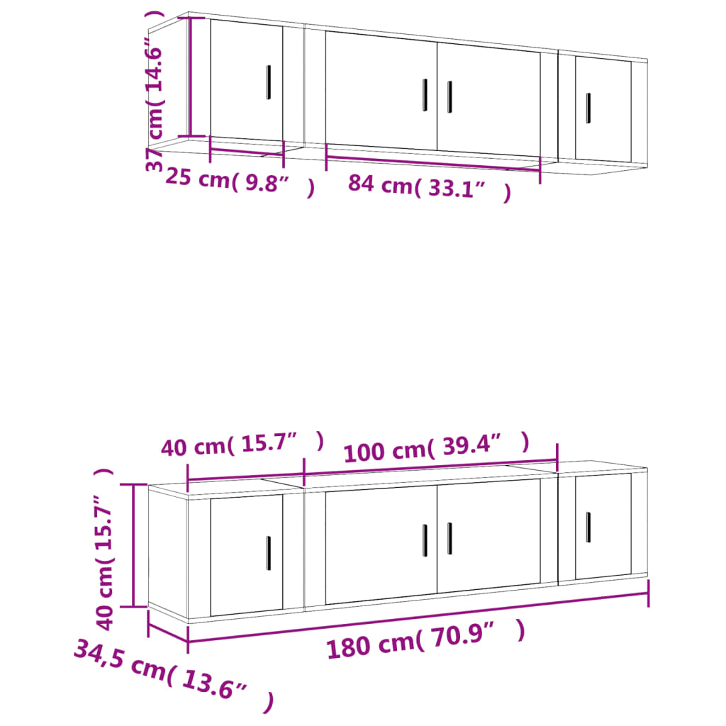 Set de muebles de TV 6 pzas madera roble ahumado vidaXL