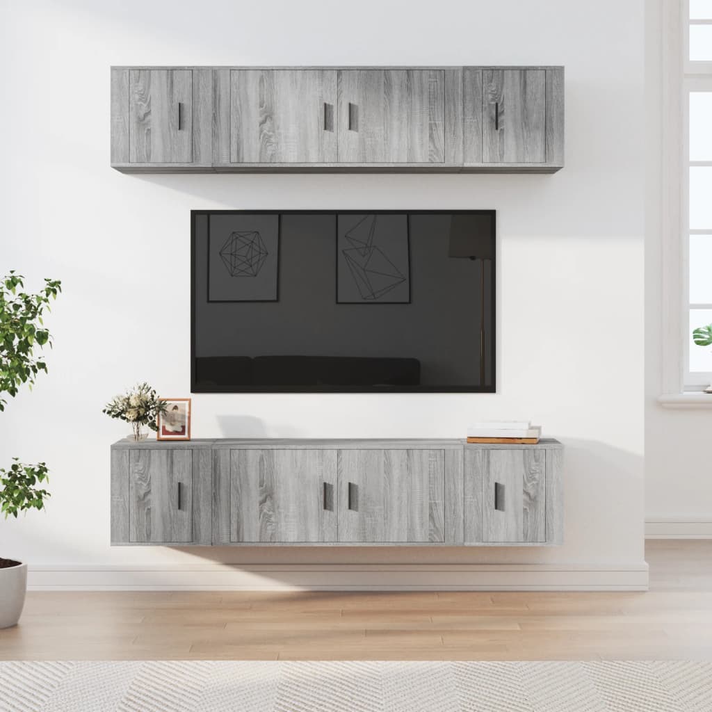 Vetonek Set de muebles para TV 6 pzas madera contrachapada gris Sonoma