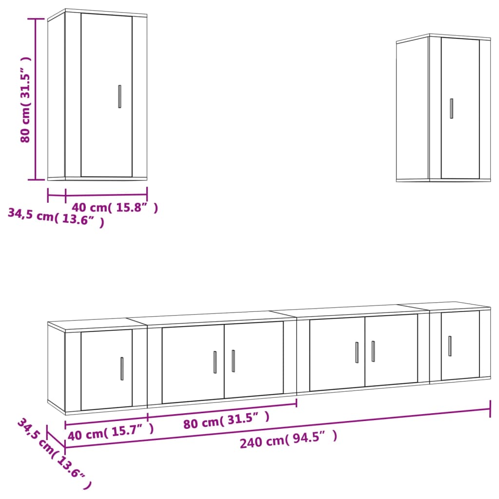 Set de muebles para TV 6 piezas madera blanco vidaXL