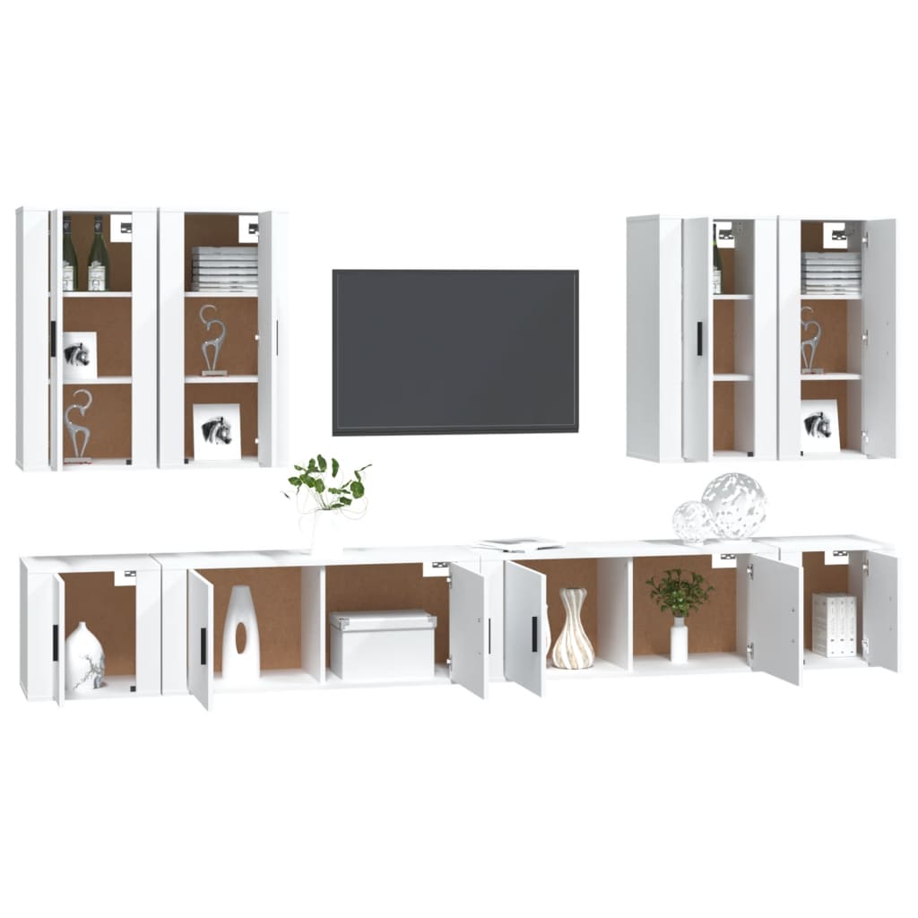 TV furniture set 8 pieces white plywood