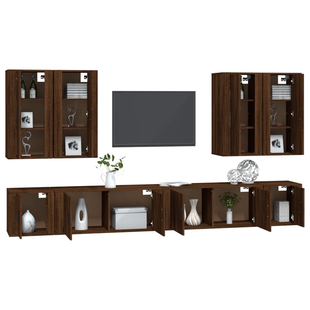 Furniture set for TV 8 pcs wood brown oak