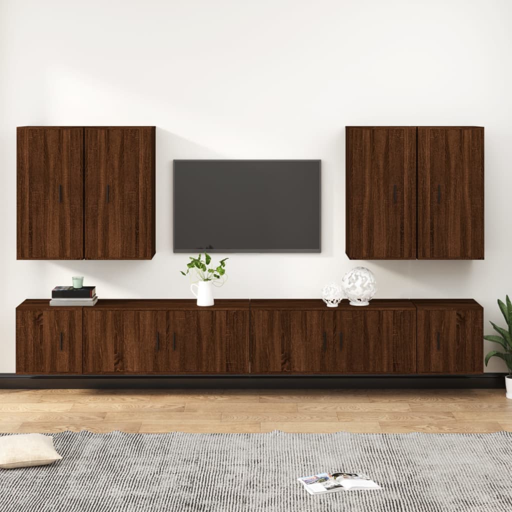 Vetonek Set de muebles para TV 8 pzas madera contrachapada roble marrón