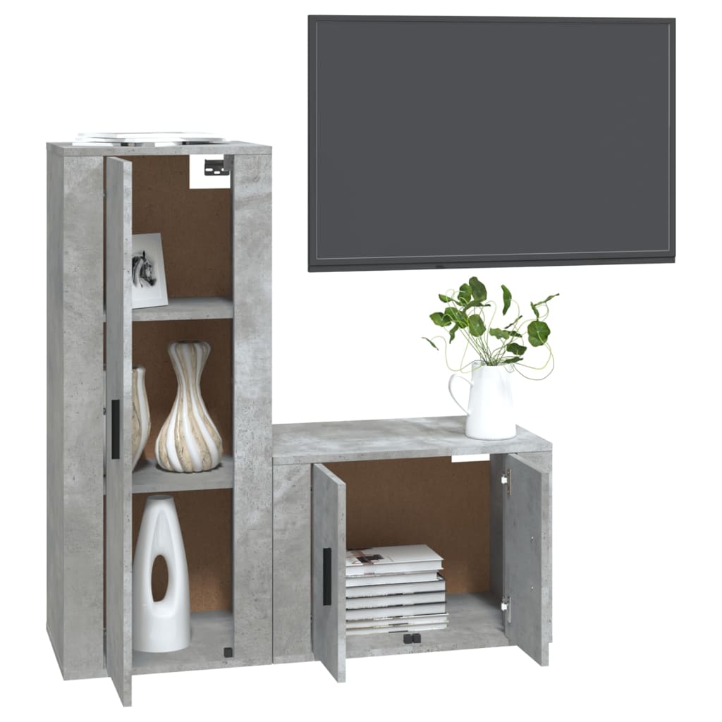 Set de muebles de TV 2 pzas madera gris hormigón vidaXL