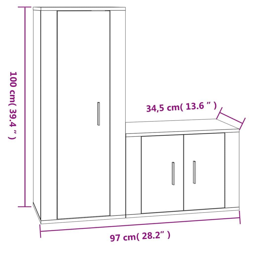 Set de muebles de TV 2 pzas madera gris hormigón vidaXL