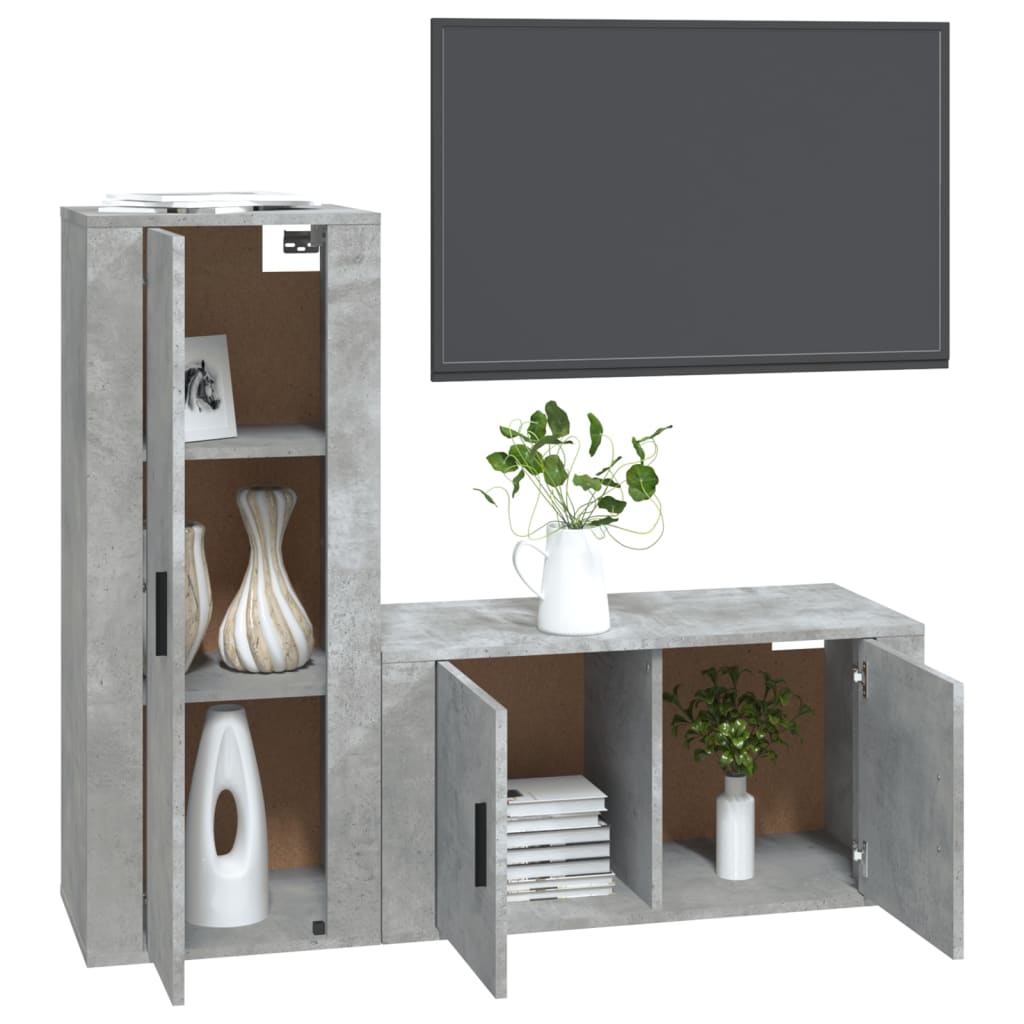 TV furniture set 2 pcs gray wood concrete