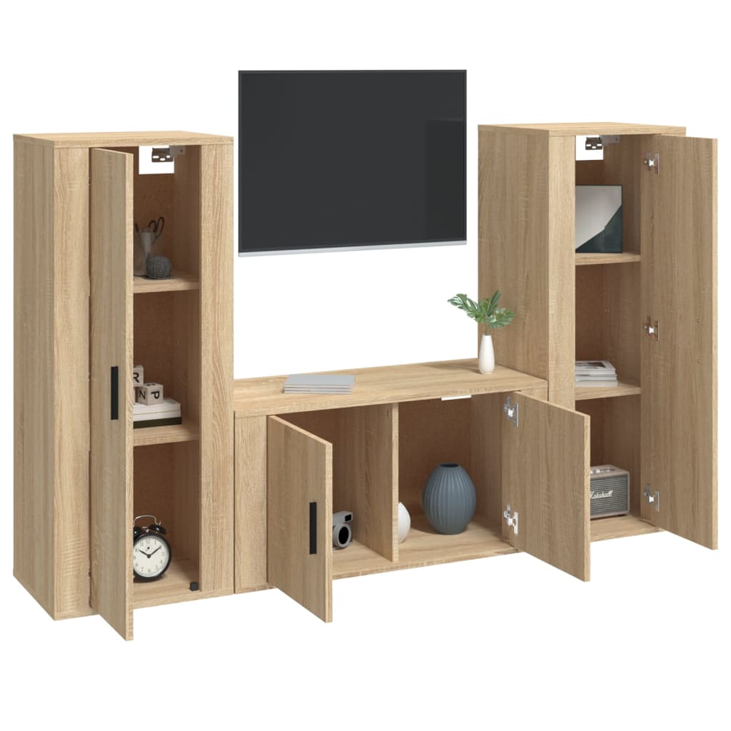 TV furniture set 3 pcs plywood oak sound