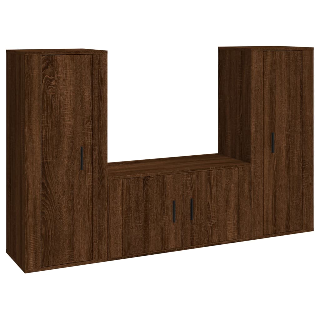 Set de muebles para TV 3 pzas madera roble marrón vidaXL