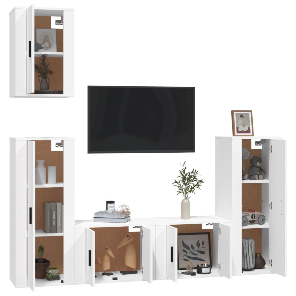 Set de muebles para TV 5 piezas madera blanco vidaXL