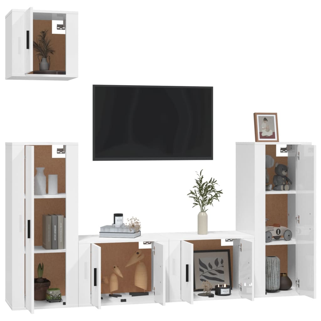 TV furniture set 5 pcs white wood shine