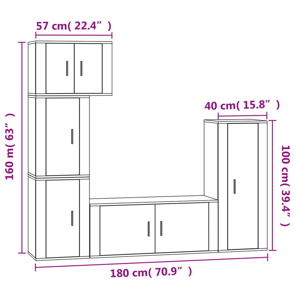 Set de muebles de TV 5 pzas madera roble ahumado vidaXL