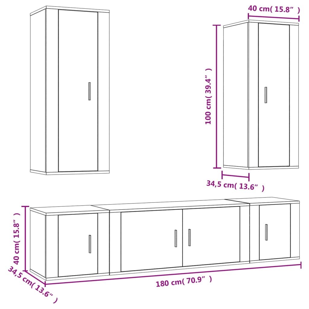 Set de muebles para TV 5 piezas madera blanco vidaXL